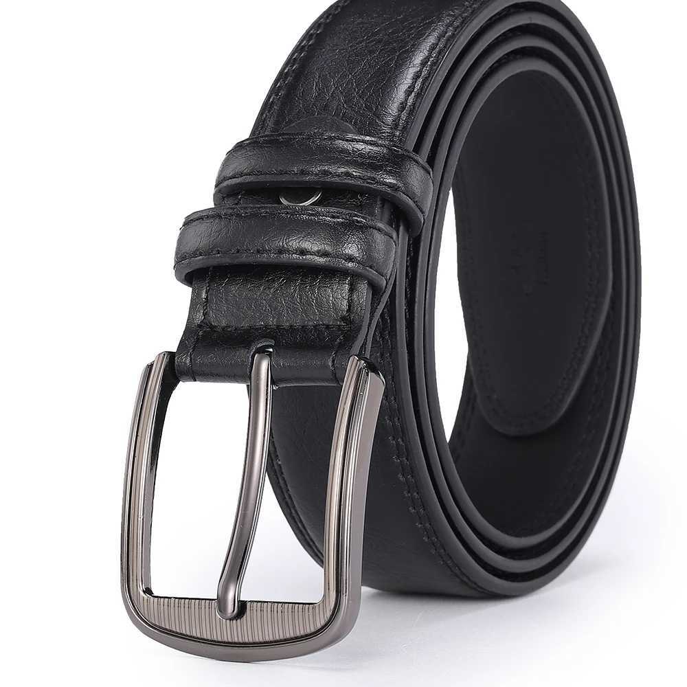 Mens cowhide pin buckle belt fashionable versatile belt pure leather pinhole belt new multi-colour red blue black brown yellowXJ250210