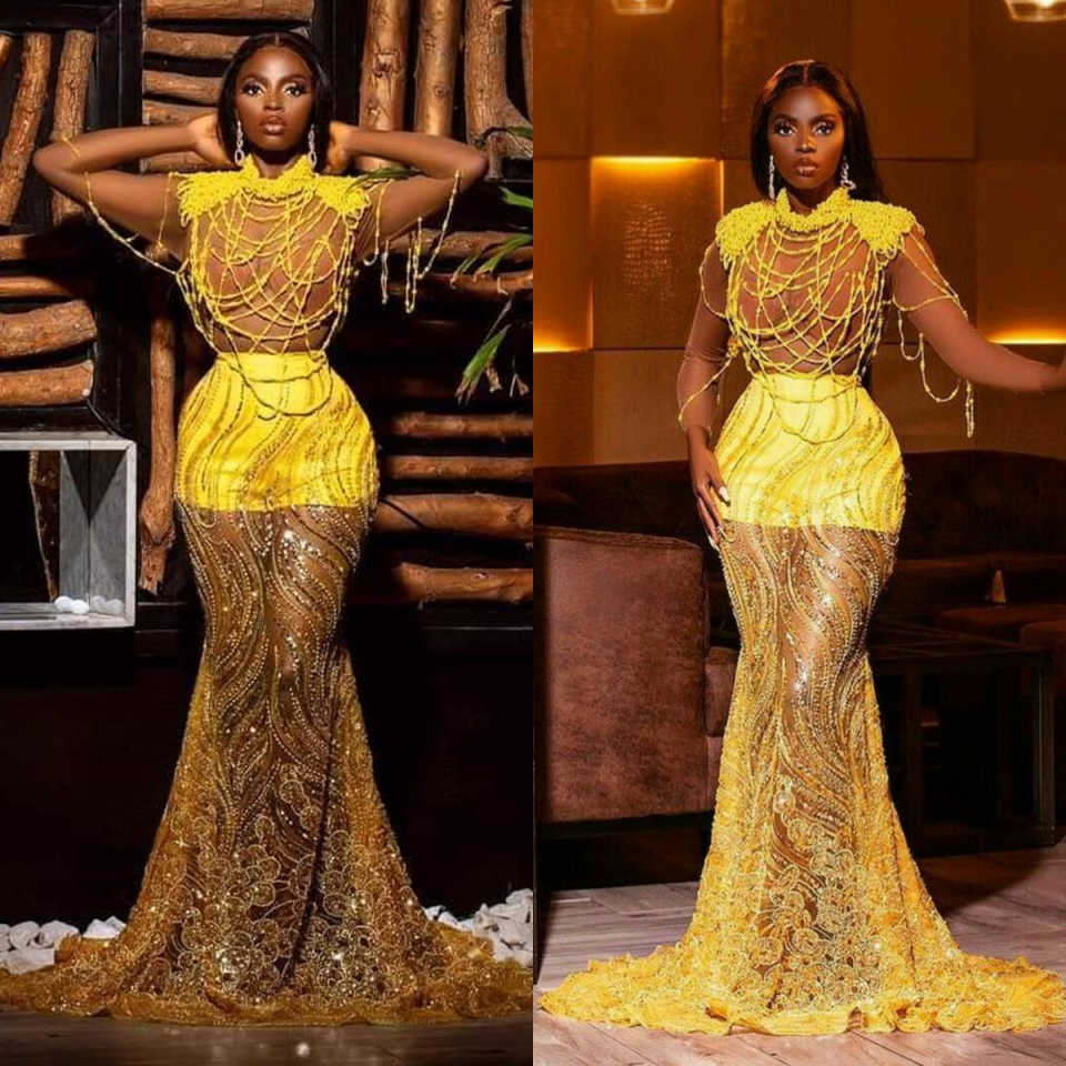 Sparkly Mermaid Prom Dresses Sequins Illusion Bodice Beaded Appliques Custom Made Pleats Evening Gown Special Occasion Dress