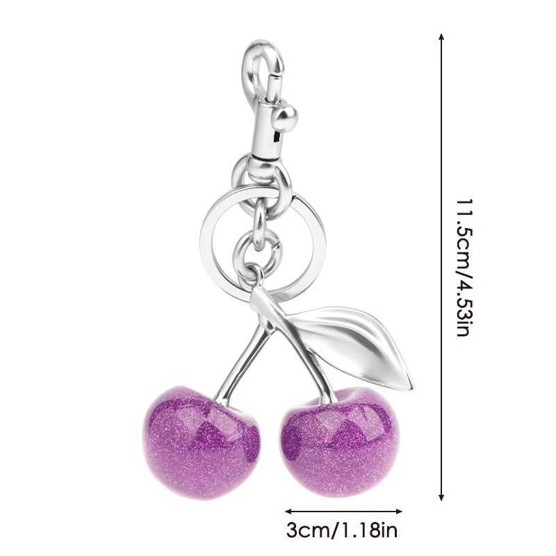 Keychains Lanyards Red Cherry Pendant Keychain for Womens Cute Bag Decoration Multifunctional Jewelry Car Key Accessories Trendy Charm Keyring H250115