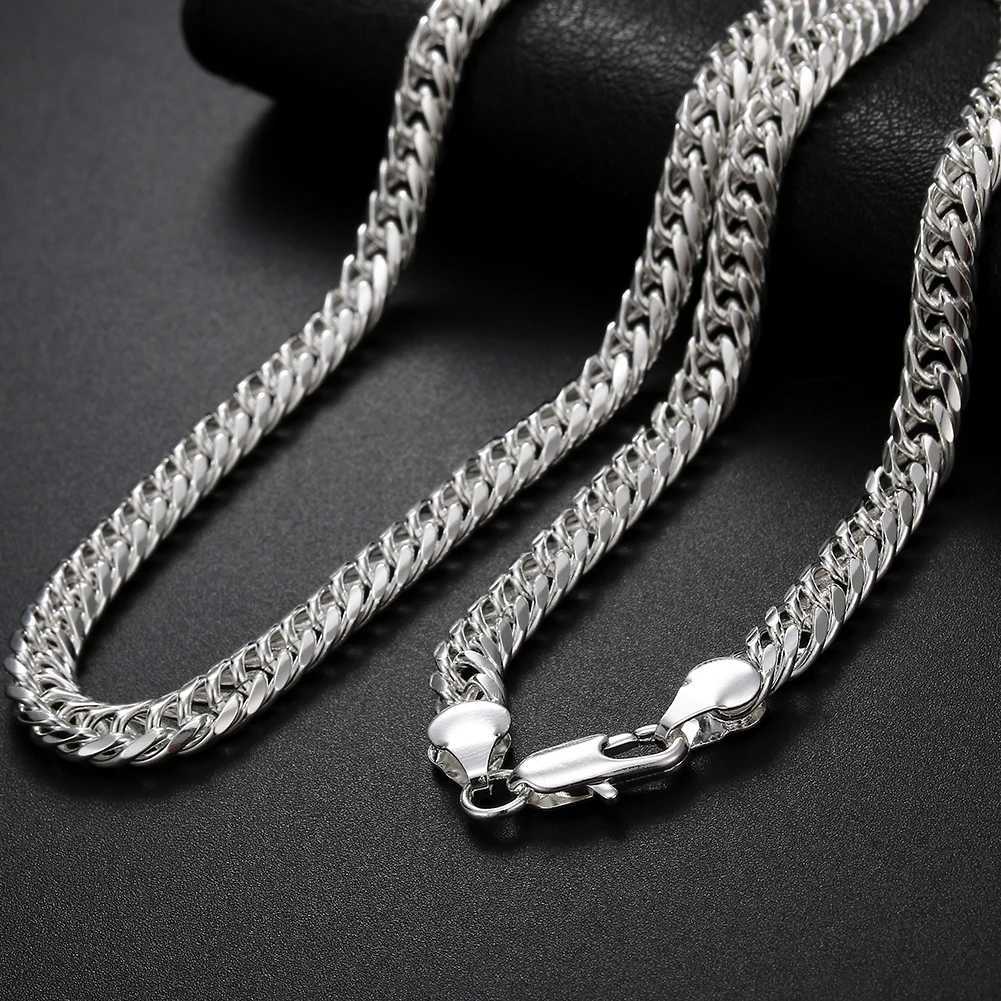 Hot fine Width 6MM chain 925 Sterling Silver Necklaces for Women Men Charm fashion Jewelry wedding Party Holiday gift 50-60cmXJ250114