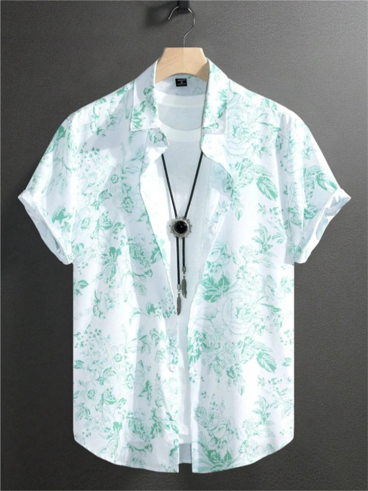 Mens shirts seaside vacation casual beach clothing summer Hawaiian shirts casual floral shirts printed high-end shirts xl-6xl 250114