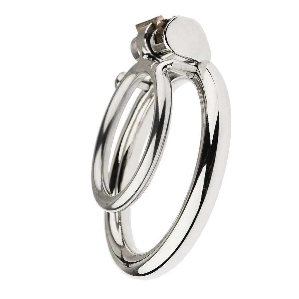 Cockrings BDSM Double Rings Penis Cock Cage Slave Lock Prevent Erection Cheat Male Chastity Cages Erotic Bondage Restraint Sex Toy for Men H250115