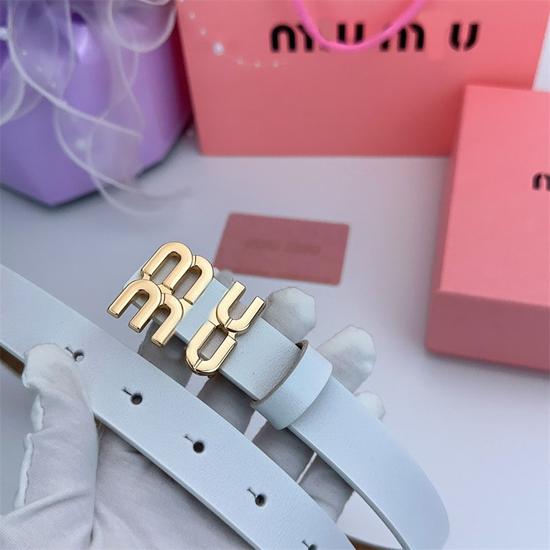 Top muimuus white Belt luxury designer gold belt buckle belt with box