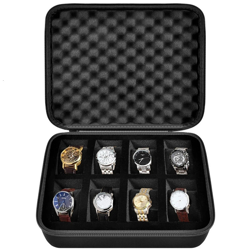 8 Slots Watch Box Organizer/Men Watch Display Storage Case Fits All Wristwatches and Smart Watches up to 42mm 250110