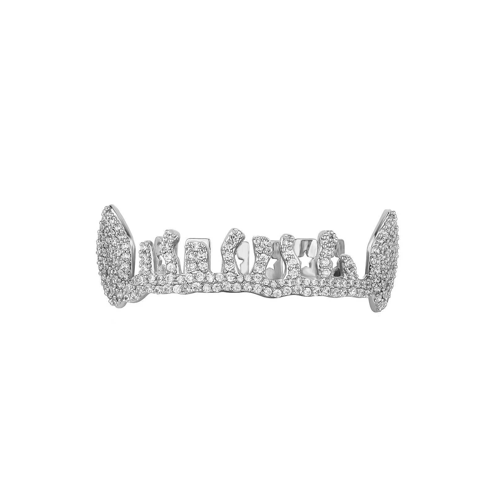 Irregular Flame CZ Stone Teeth Grillz Dental Grill 14K Gold Plated Water Drop Zircon Tooth Cap For Women Men JewelryXJ250114