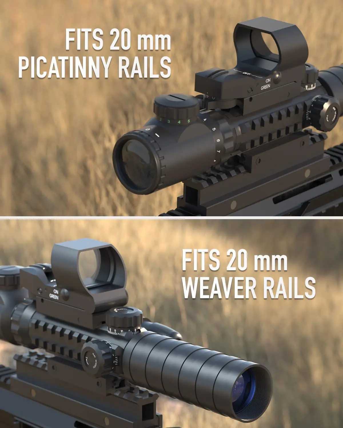 Rangefinder Scope Red Green Dot Sight Laser and 4 Slots RiserW241014