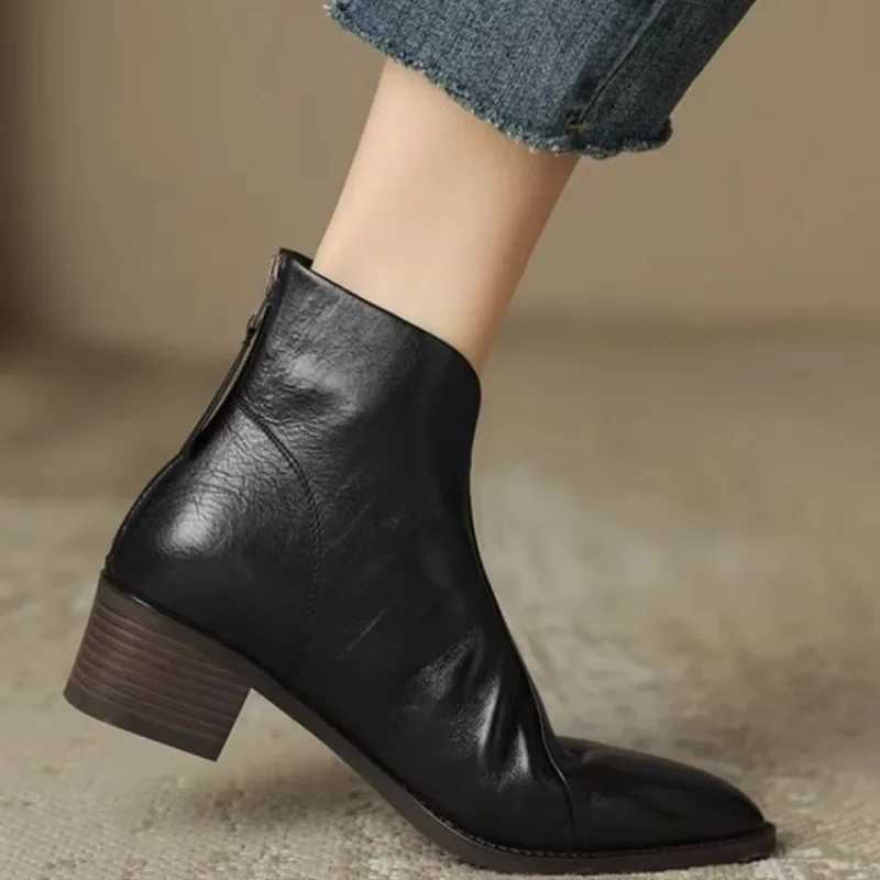2024 High Quality Womens Shoes Ankle Womens Boots Fi Back Zip Office and Career Sexy Pointed Toe Shoes for Women ZapatosXJ250115