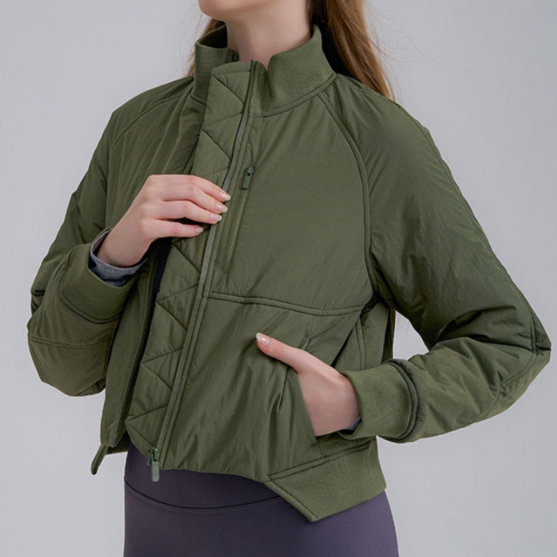 Senior designer women's high-end outdoor cotton jacket sports yoga stand up collar slim fit and warm top loose and thick autumn and winter jacket