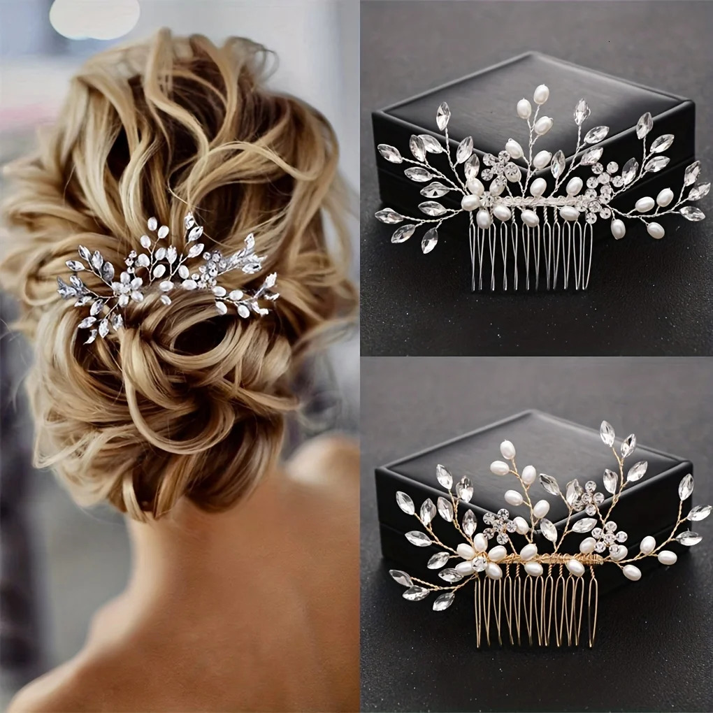 Wedding Crystal Flower Pearl Hair Comb Pin Band Party Hairpin Headband Tiara Bridal Accessories Jewelry 250106