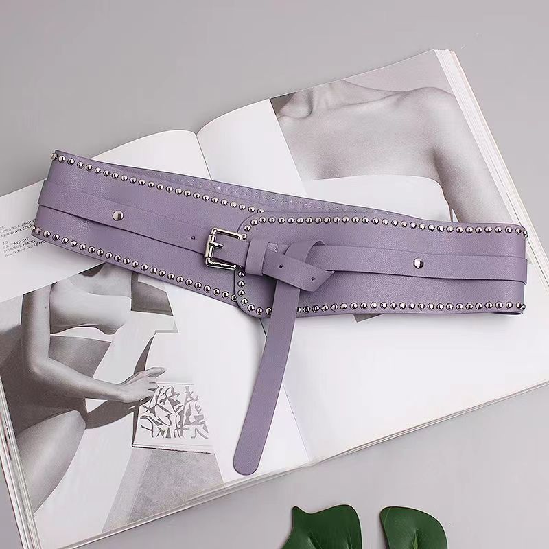 Wide Belt Women with Dresses Sub Shirt Waist Closing Decoration Purple Pink Red Girdle Seal Outer Fashion Hundred