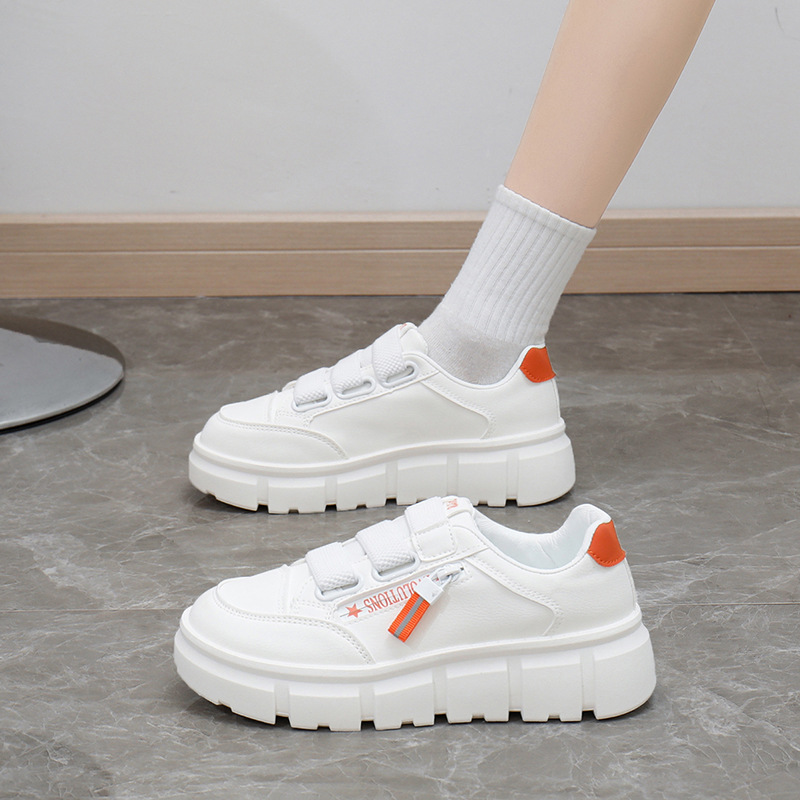Women Casual Shoes Fashion Thick Sole Spring Korean Versatile Simple Design Versatile Triple Black Orange Free shipping