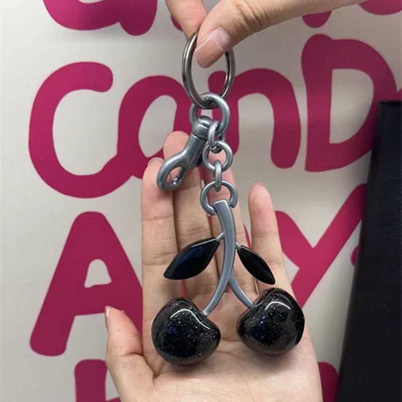 Keychains Lanyards Fashion Cherry Keychain Summer Fruits Cherries Pendant For Handbag Shoulder Bag Women Jewelry Accessories Gift H250115