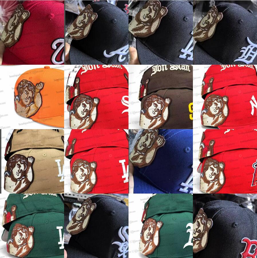 2025 Men's Baseball Fitted Hats Los Angeles" Funny Cute angel stitched Full Closed Caps Sport Designer Grey Black Sand color Cap Patch on side Letters at back Jan15-03