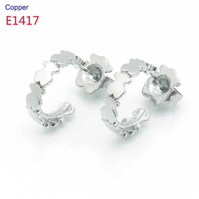 Fashion Women Men Bear Silver Rose Gold Stainless Steel Hollow Animal Span Stud Earrings Jewelry A Gift