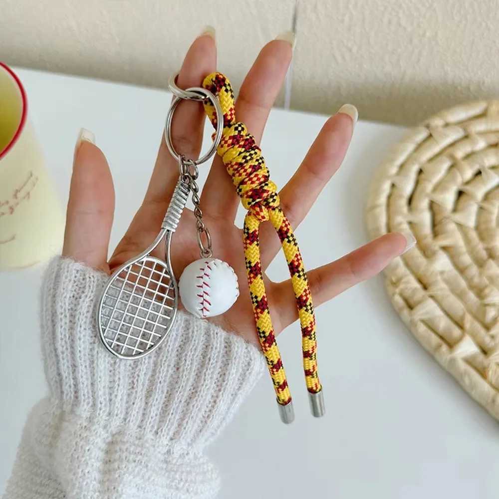Keychains Lanyards Tennis Baseball Badminton Football Keychain Pendant Bag Charm Mobile Phone Chain Personality Ins Style Braided Keyring H250115