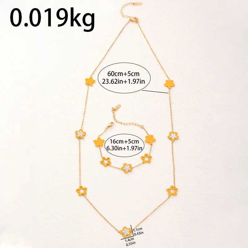 Bracelet Earrings Necklace CDD 316L Stainless Steel Five Leaf Flower Charm for Women Lucky Clover Non-fading Jewelry Set Bijoux Gifts H250115