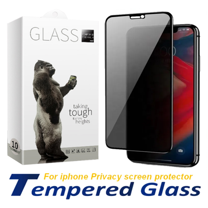 Protecteur d'écran en verre trempé de confidentialité pour iPhone 16 15 14 Pro Max 13 Mini 12 11 XR XS x 8 7 Plus S25 S24 2.5D 9H Protecteur d'éc