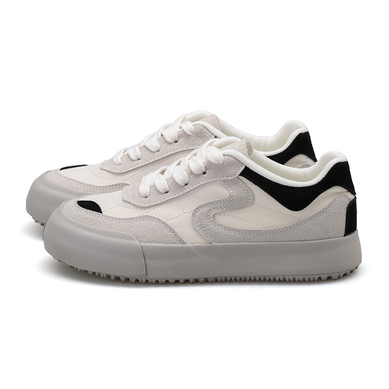 Women Casual Shoes Thick Sole Soft Training Shoes Retro Style Versatile Triple Beige Red Free shipping