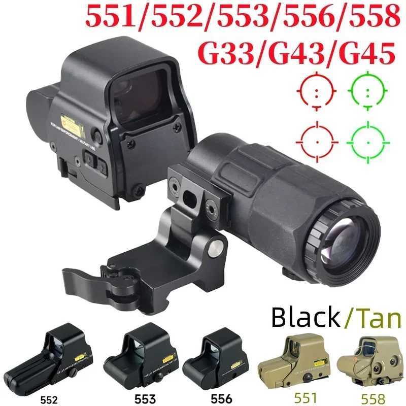558+G45/G43/G33 Holographic Collimator Sight Red Dot Optic Sight Tactical Hunting Gear 20mm Rail Mounts Quick Detach Lever ComboW241014