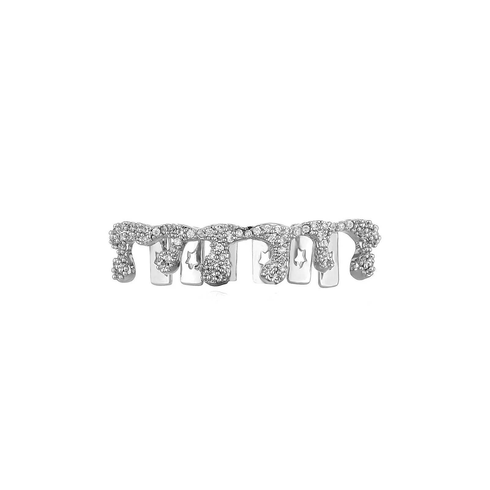Irregular Flame CZ Stone Teeth Grillz Dental Grill 14K Gold Plated Water Drop Zircon Tooth Cap For Women Men JewelryXJ250114