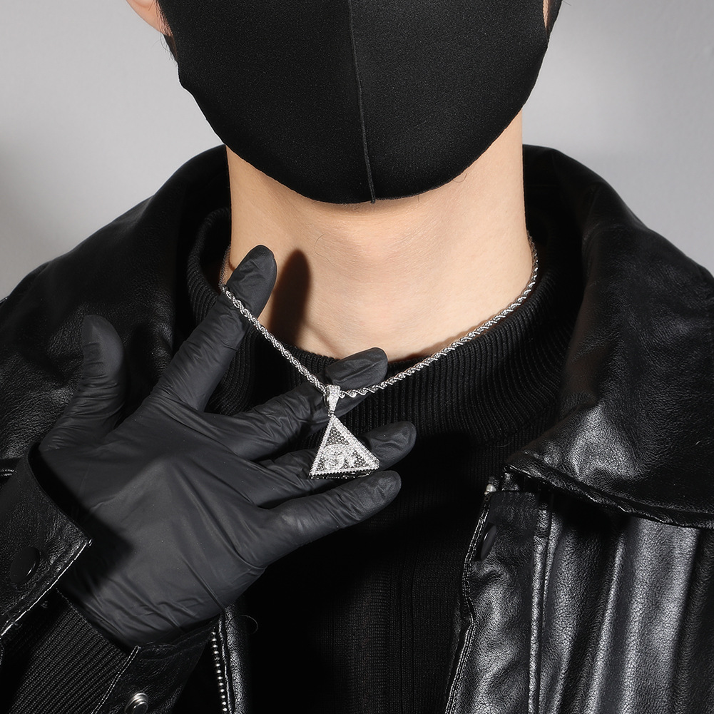 Hip Hop Eye Geometric Pendant Necklace 5A Zircon 18K Real Gold Plated Jewelry