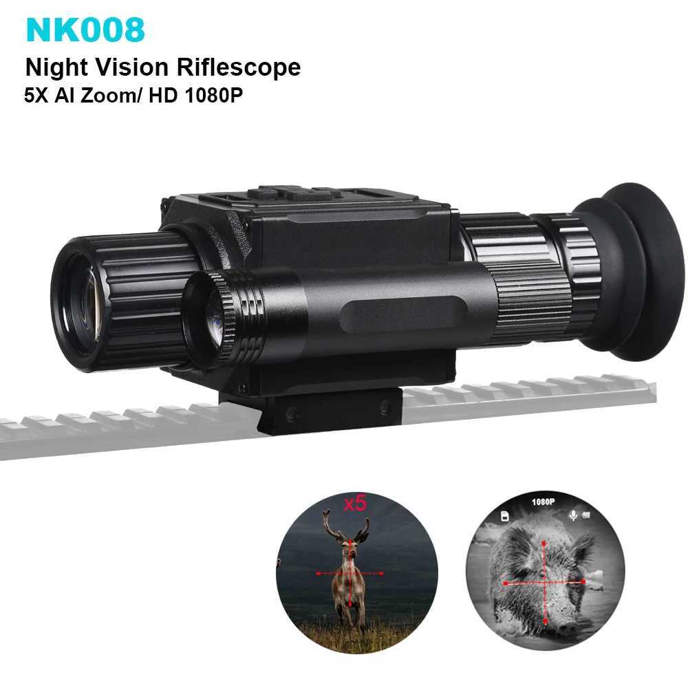 NK008 Digital Night Vision Scope for Hunting Infrared Riflescope Monocular 5X Zoom with Reticle HD 080P Video Recording CameraW241014