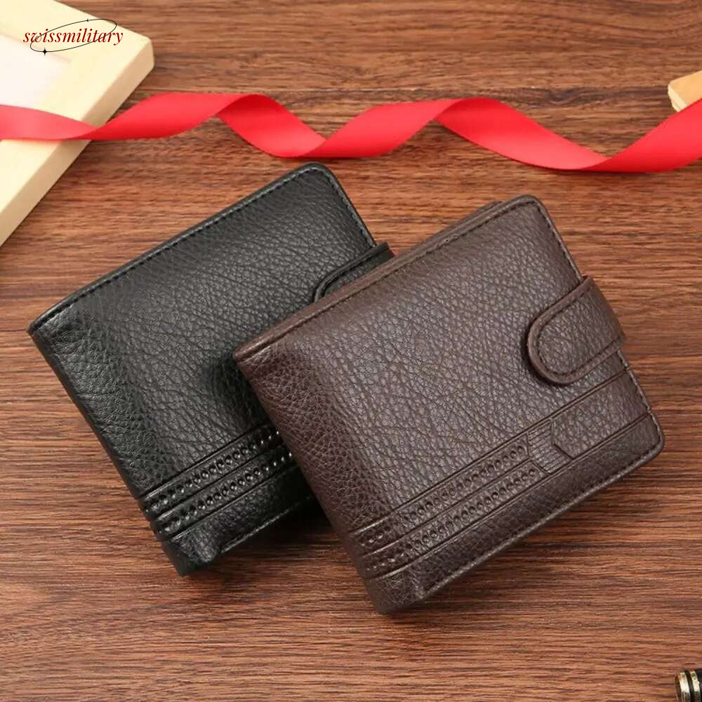 Durable Men Leather Zipper Slim Card Holder Wallets High Quality Male Short Multi-card Wallet Coin Pocket Purse swissmilitary
