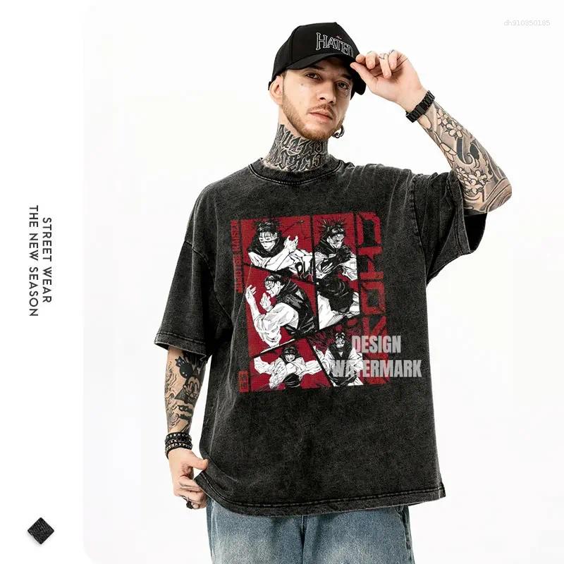 Men's T Shirts Anime J-Jujutsu K-Kaisen Vintage Washed CHOSO T-shirt Oversized Streetwear Fushiguro Toji Gojo Short Sleeve Tops Tees