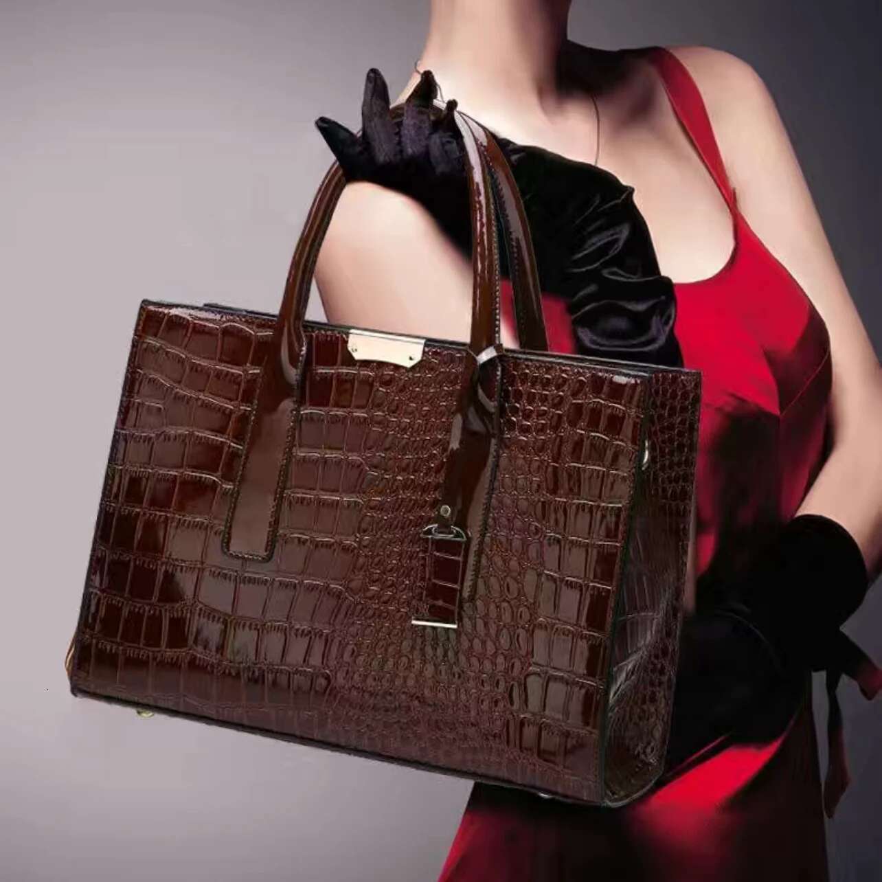 Crocodile Print Handbags For Women, Tote Adjustable Strap, Top Handle Bag, Large Capacity, Crossbody Bags, Work,