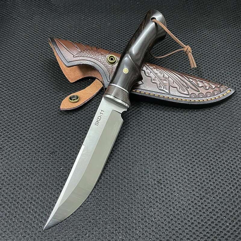 SKD-11 Drop Point Blade Ebony Handle Hunting Tactical Knife EDC Survival Defense Knives Military Utility Tool