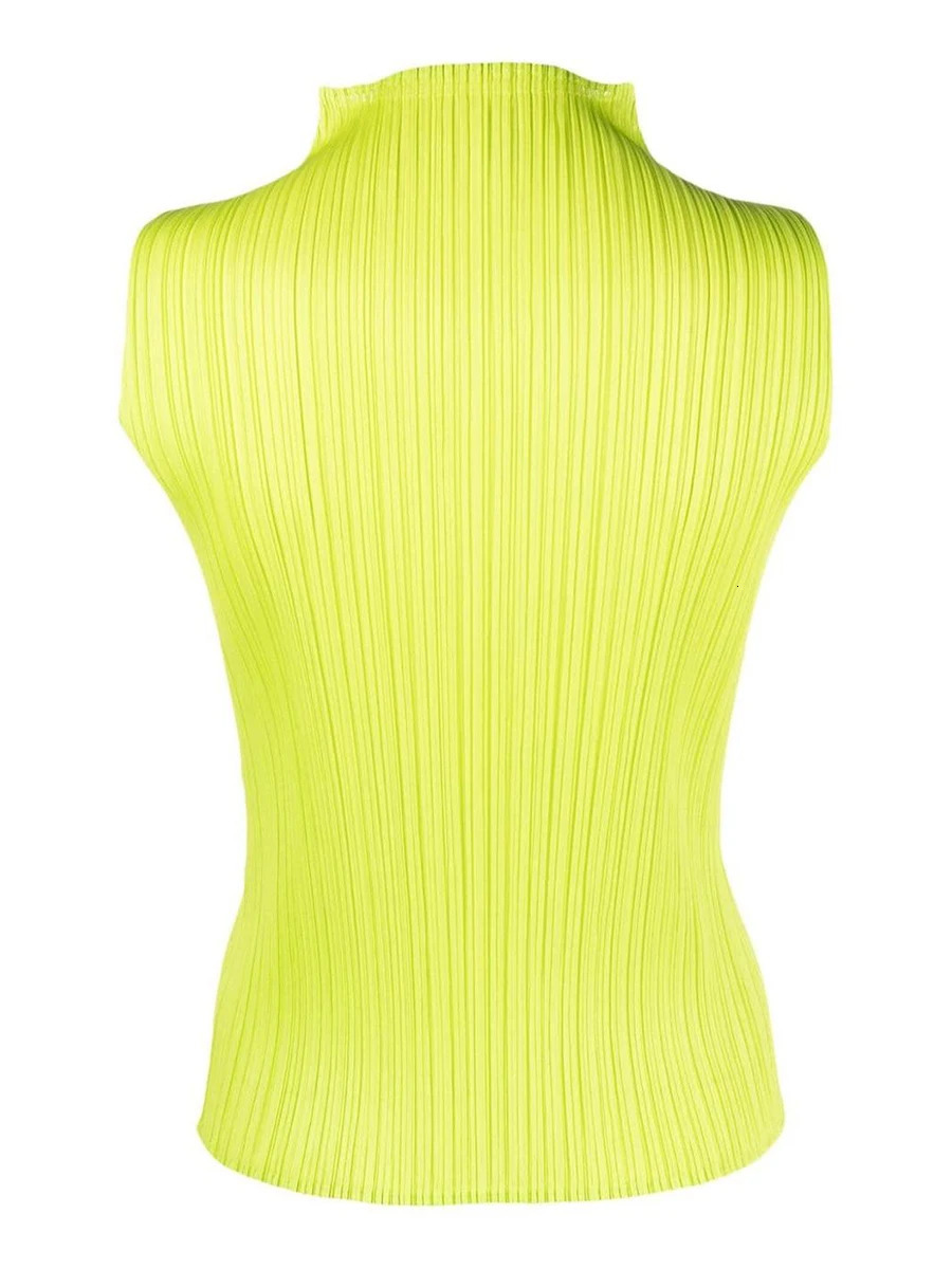 Pleats Please Miyake Pleated Womens Colorful Basics Sleeveless Tops 250109