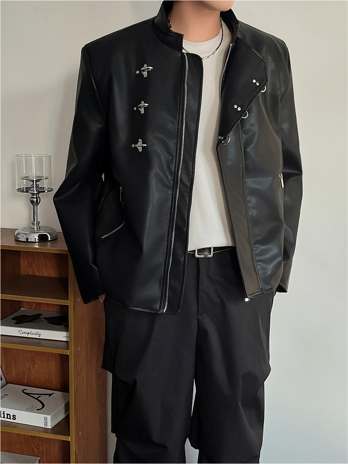 Highend trend mens Personality leather Cotton liner Mens Trendy Korean Blazer Original Stylish High Quality jacket 250109