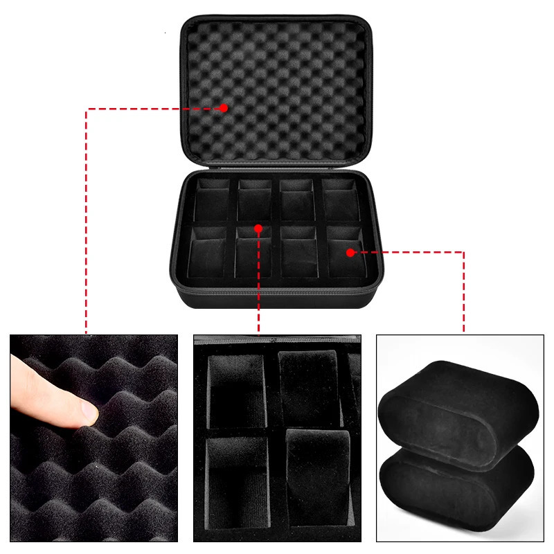 8 Slots Watch Box Organizer/Men Watch Display Storage Case Fits All Wristwatches and Smart Watches up to 42mm 250110