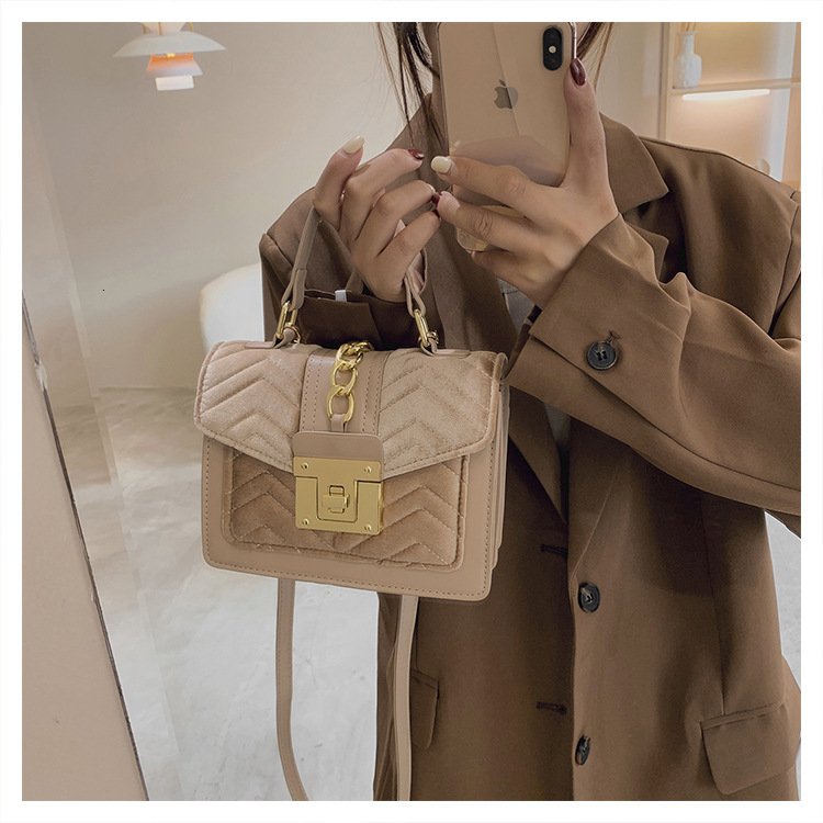 New Designer Gold Velvet Handbag For Women High-quality Women's Crossbody Bag Square Handbag Fashionable Party Wallet Large Capacity Bag