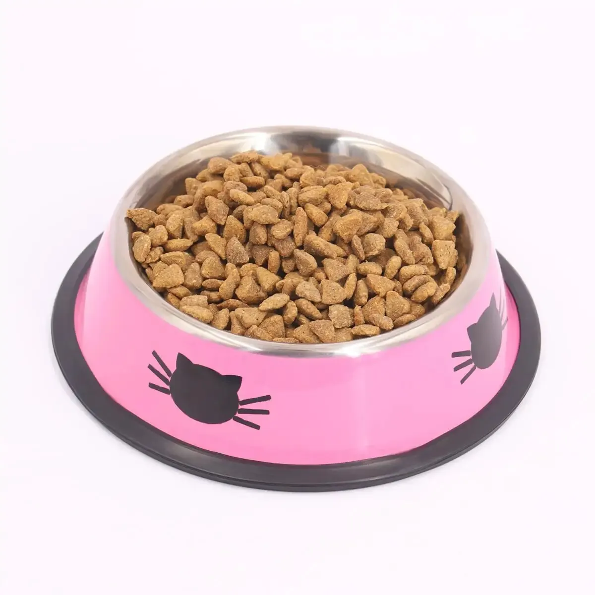 144490 Double-bowl cat bowl, separate food and water, reasonable partition, one bowl for two purposes, saves space and is more convenient