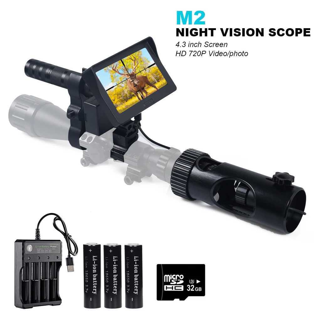 Megaorei 2 Night Vision Riflescopes 4.3 inch Display Infrared Flashlight HD 720P Video Recording DIY Hunting Night Vision DeviceW241014