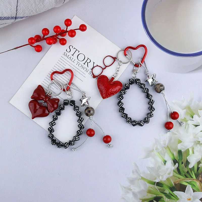 Keychains Lanyards Exquisite Cherry Fruit Bag Charm Key chain Red Keyring for Elegant Women Backpack Purse Pendant Jewelry Accessories Gift H250115