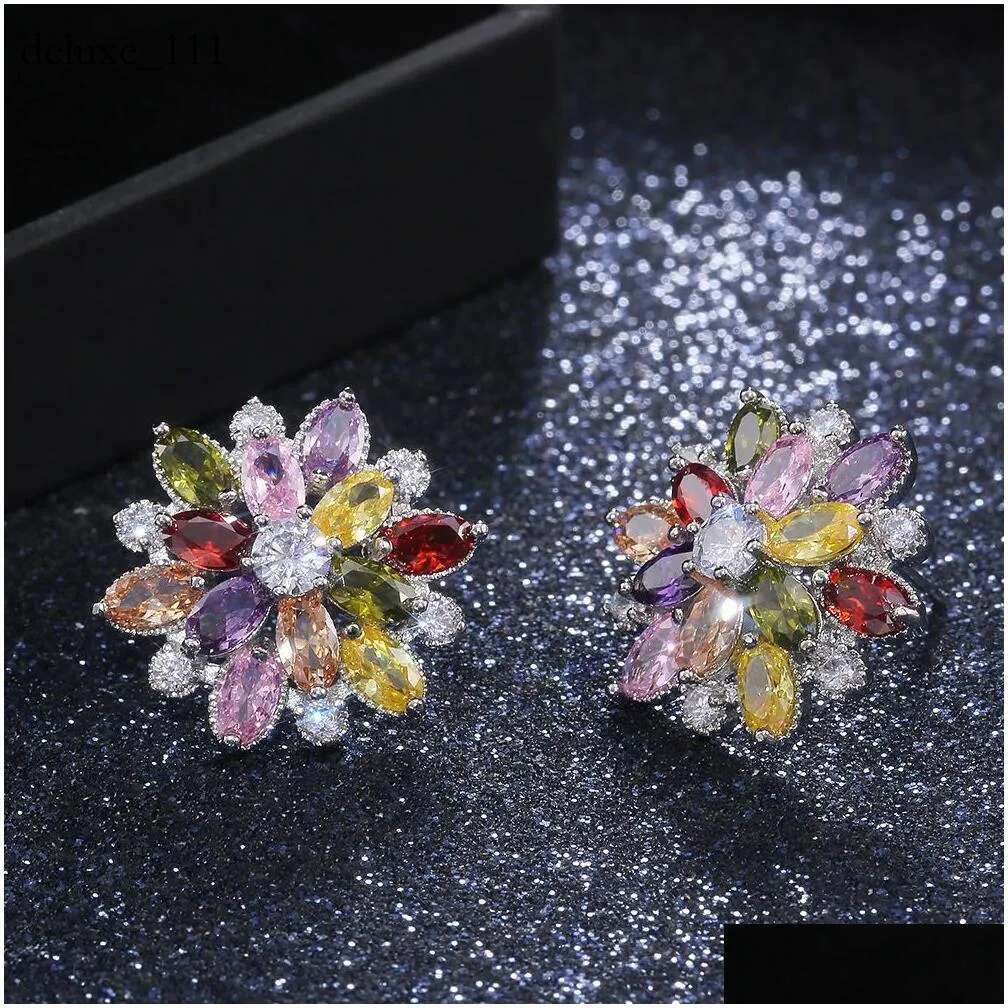 Double Layer Sun wer For Woman Charm Designer Sier Gold Cubic Zirconia Owl Leaf Square Wedding Bridal Earring Dangle Moissanite Dhtgj