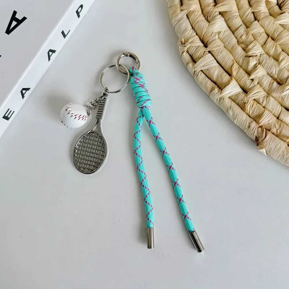 Keychains Lanyards Tennis Baseball Badminton Football Keychain Pendant Bag Charm Mobile Phone Chain Personality Ins Style Braided Keyring H250115