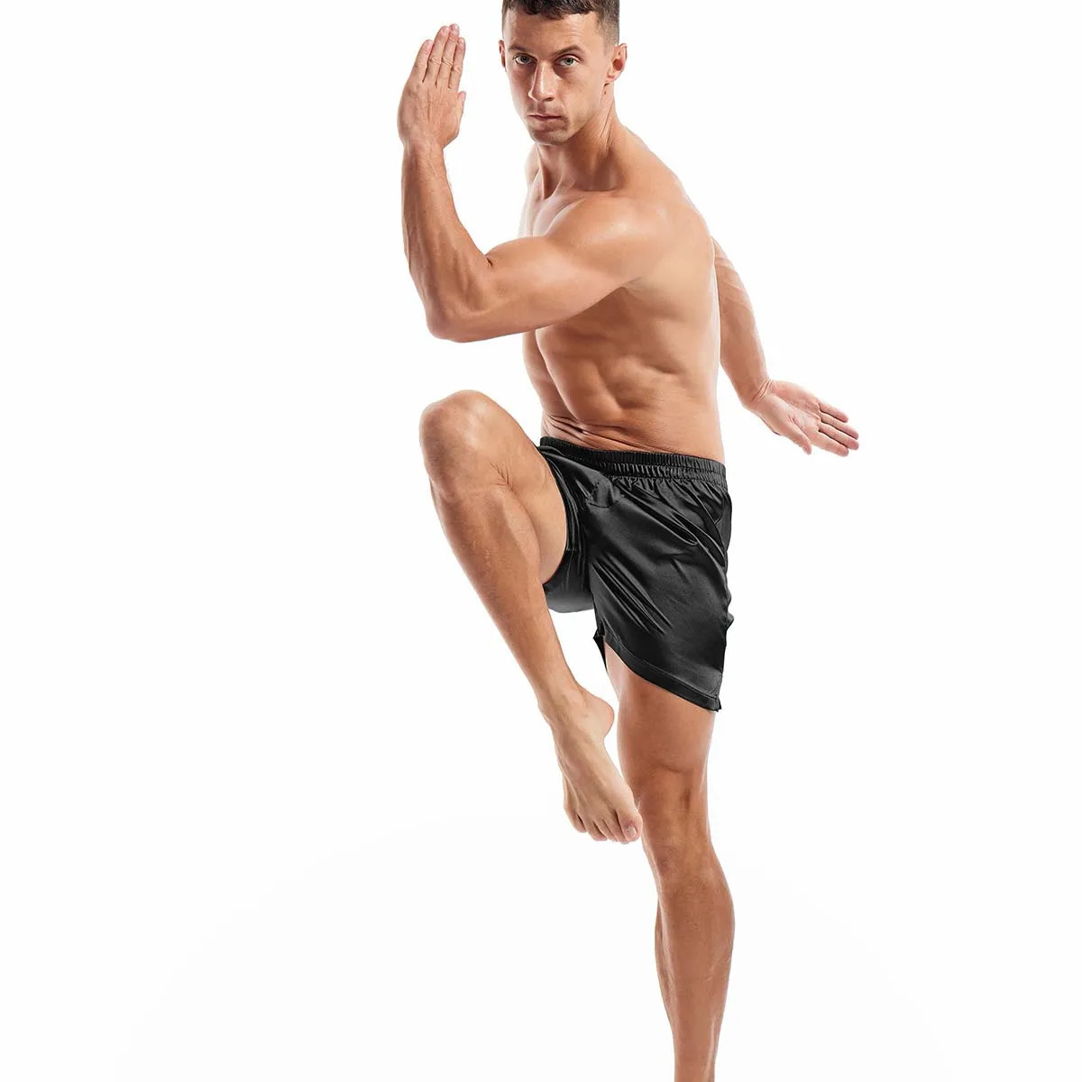 Mens Casual Underwear Sleep Shorts Satin Boxers Silk Smooth Pajama Man Solid Color Home Sleepwear Yoga Sports Underpants 241228