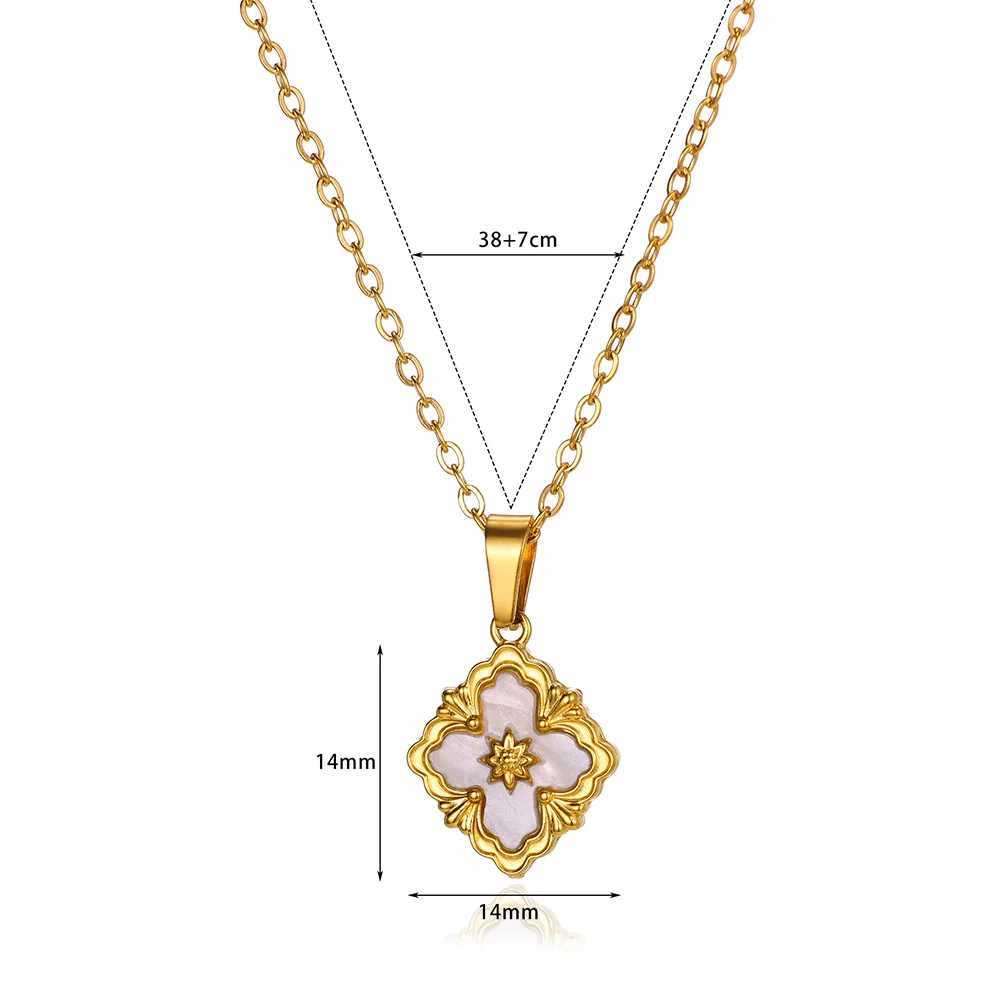 Pendant Necklaces Stainless Steel Luck Clover For Women Gold Color Chain Moon Cute Necklace Square Cross Jewelry Christmas Gift H250217 EWMB