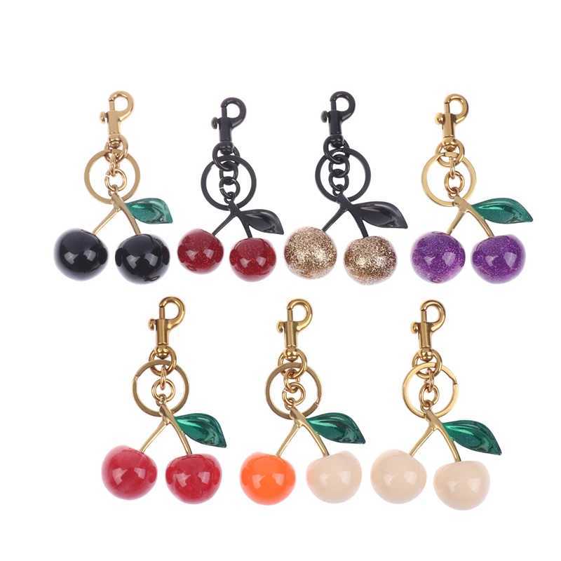 Keychains Lanyards Red Cherry Pendant Keychain for Womens Cute Bag Decoration Multifunctional Jewelry Car Key Accessories Trendy Charm Keyring H250115