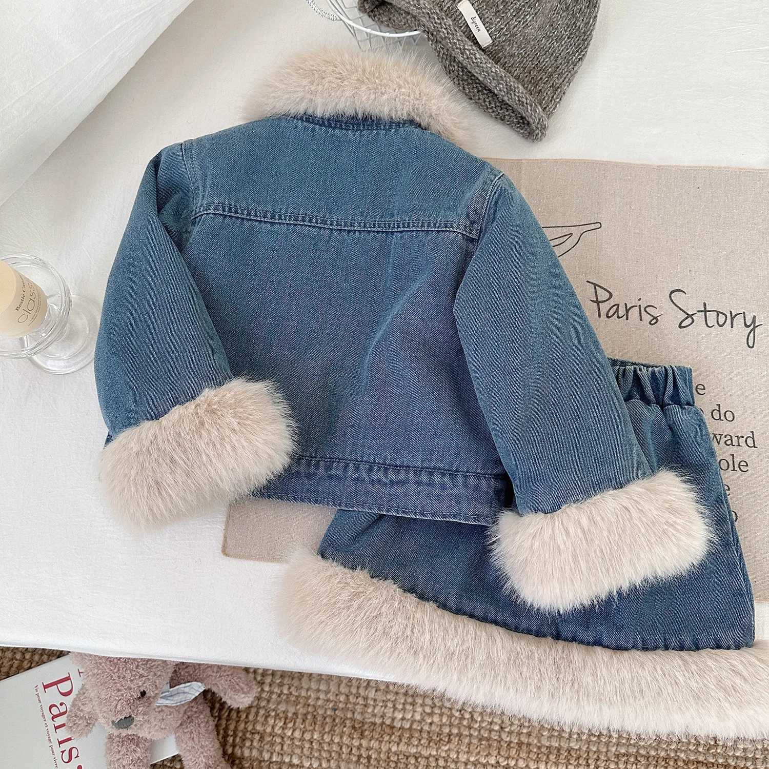 Girls Clothing Sets Winter Children Girl Thicken Warm Fur Coat and Skirt 2pcs Clothes Suit Kids Baby Girl Denim Outfits Suit 28 L250926O7IR