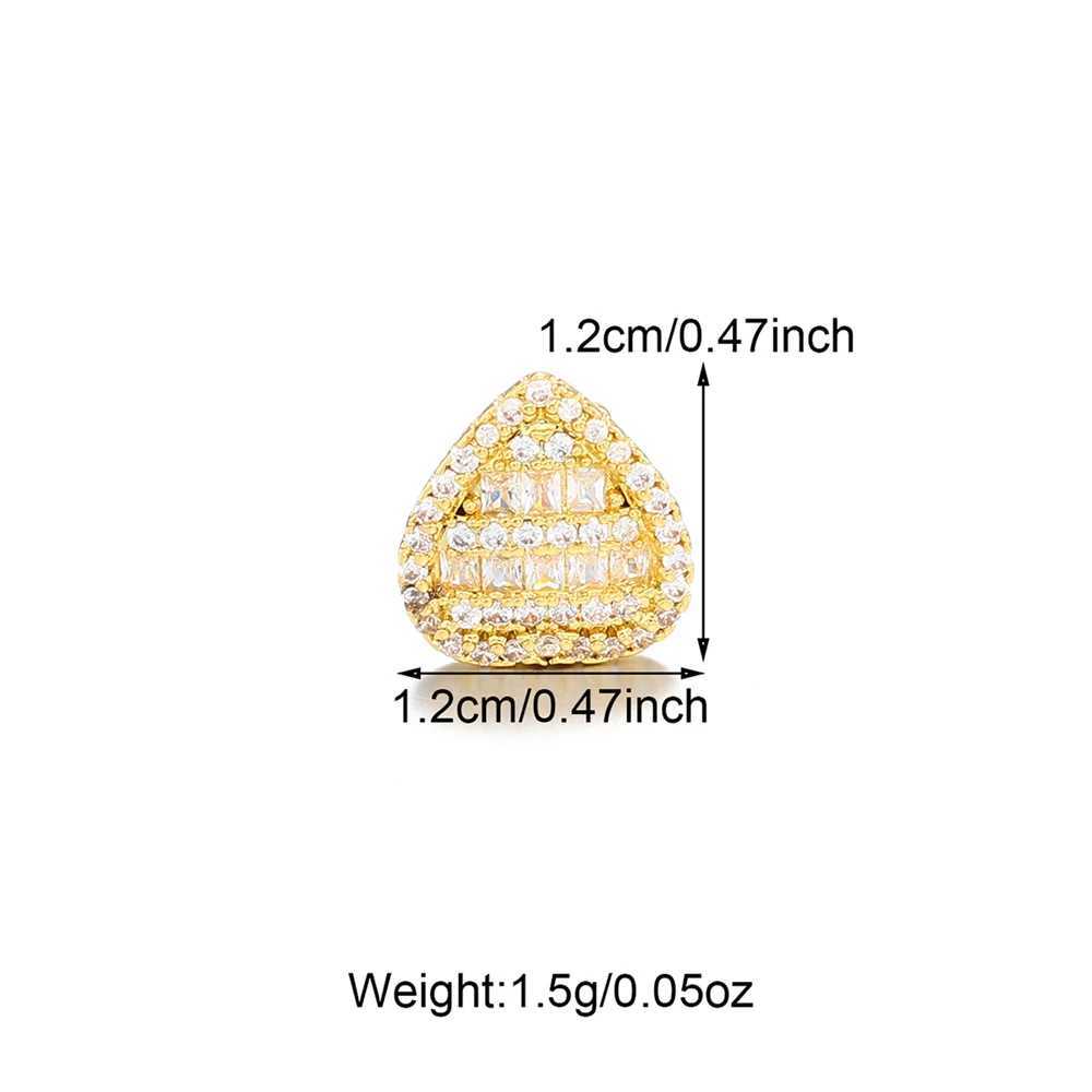 Hip Hop Iced Out Bling Heart Baguette Stones Teeth Grillz Cubic Zircon Caps Top Bottom Charm Grills For Men Women JewelryXJ250114