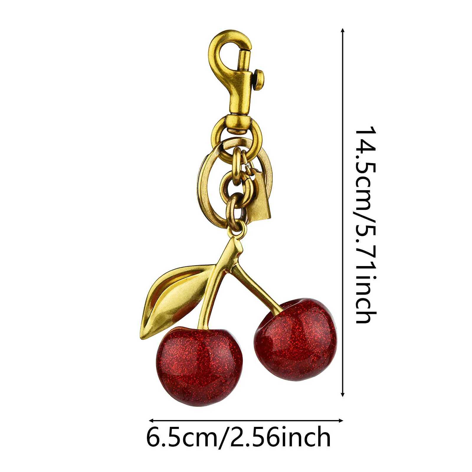 Keychains Lanyards Sweet Red Cherry Keychain Bag Charm Cute Pendant For Handbag Birthday Key Rings Jewels Girl Gifts H250217