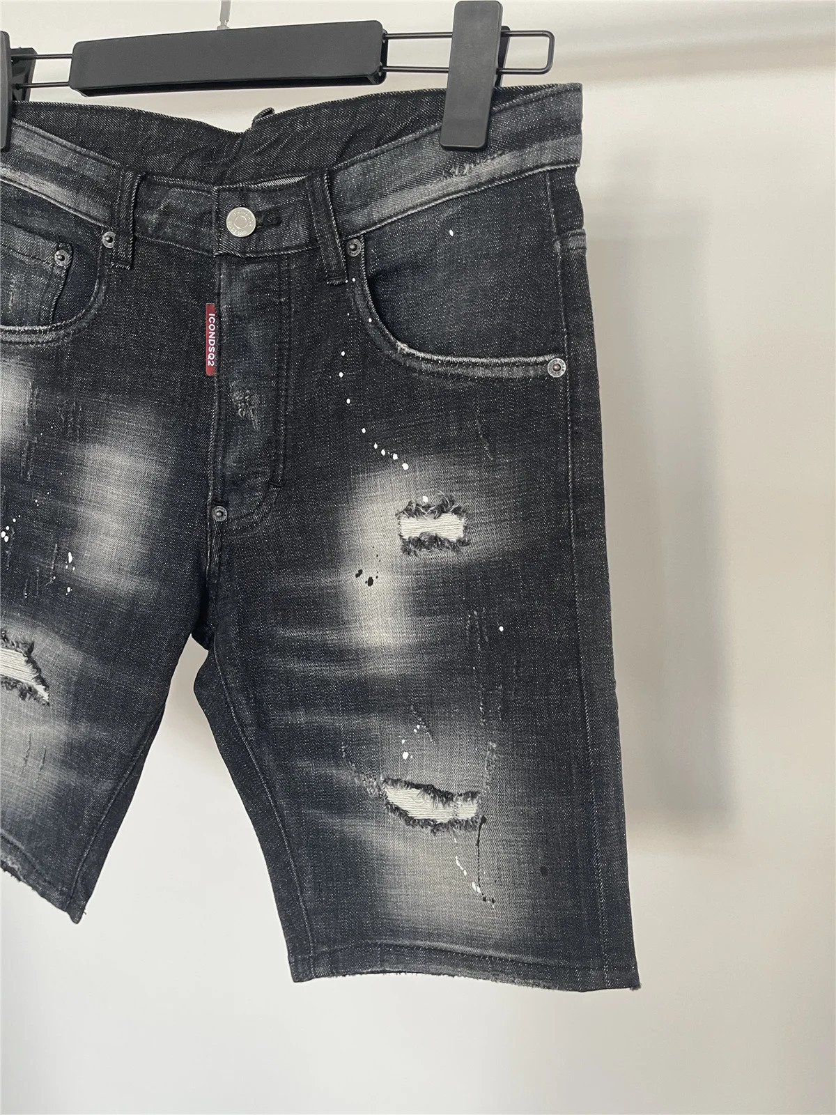 Spring/Summer Fashionable Mens Black Simple Matching Printed Ultra Thin Fit Micro Elastic Mens Denim Shorts 250108