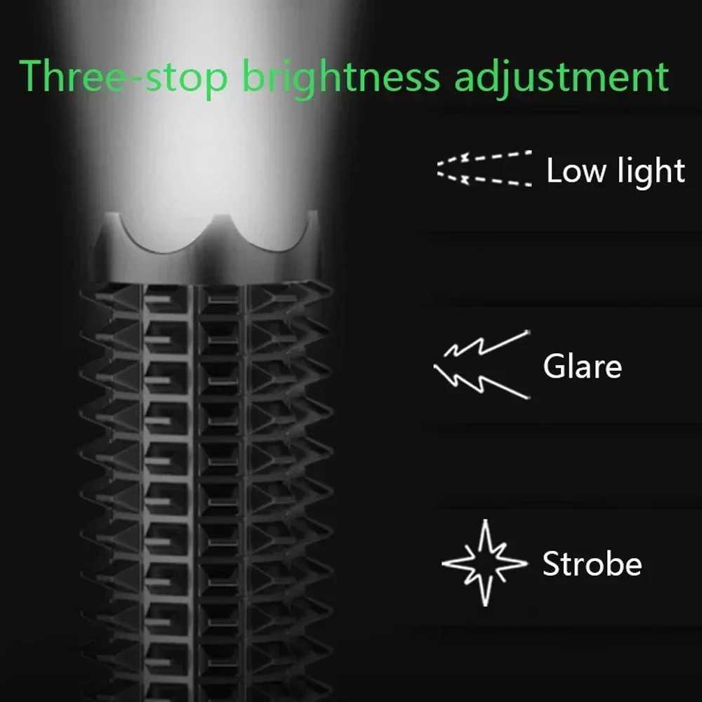 Baseball Bat D Flashlight AluminumAlloy Focusab Zoomab Super Bright Self Dense Mace Light Tactical Baton ergency TorchXJ250114