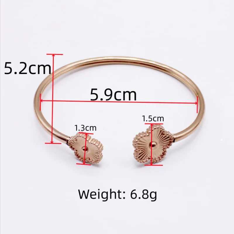 Bangle Original stainless steel five leaf flower plant petal bracelet for girls jewelry womens birthday H250115