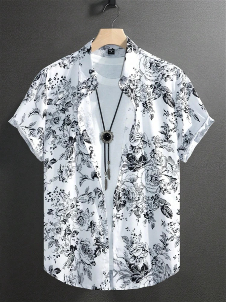 Mens shirts seaside vacation casual beach clothing summer Hawaiian shirts casual floral shirts printed high-end shirts xl-6xl 250114