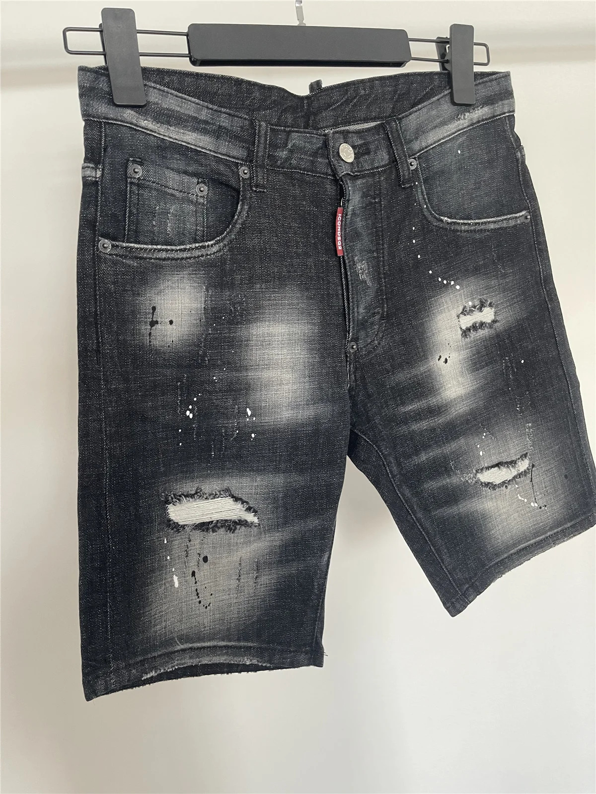 Spring/Summer Fashionable Mens Black Simple Matching Printed Ultra Thin Fit Micro Elastic Mens Denim Shorts 250108